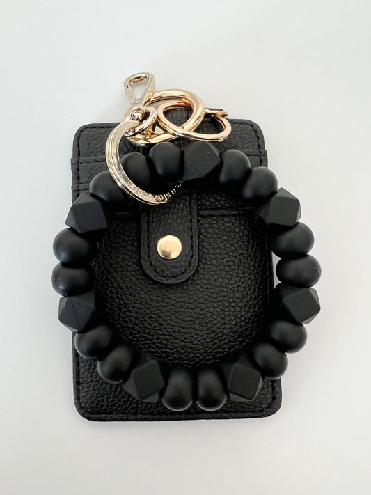 bundle — black bracelet keychain + black card holder