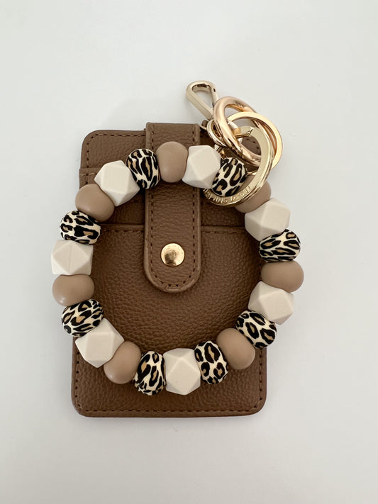 bundle —  leopard bracelet keychain + brown card holder