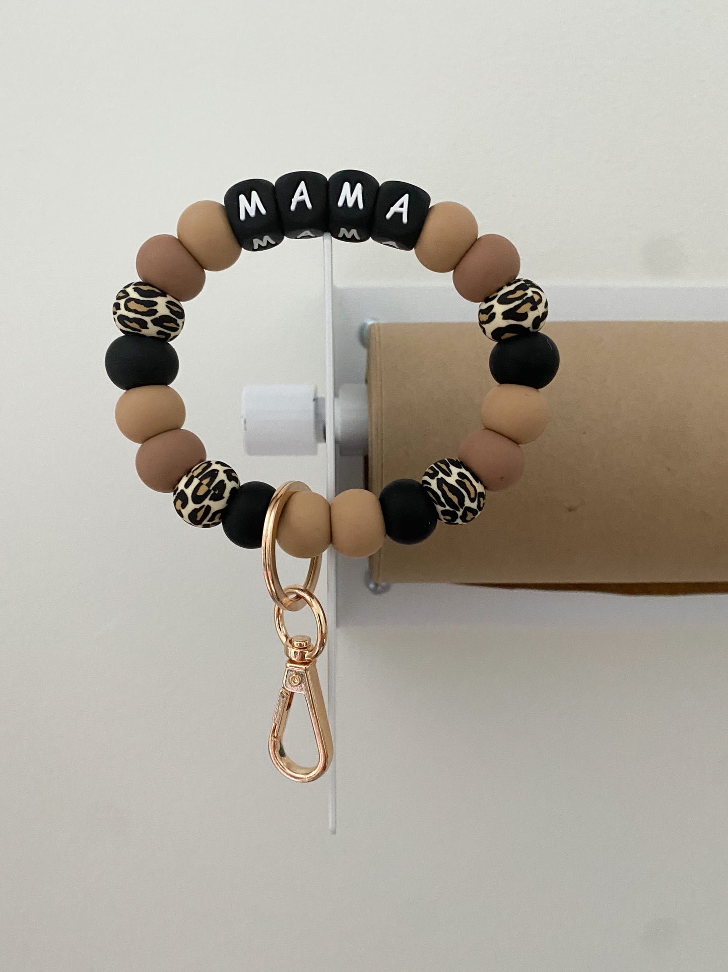 MAMA + leopard bracelet keychain