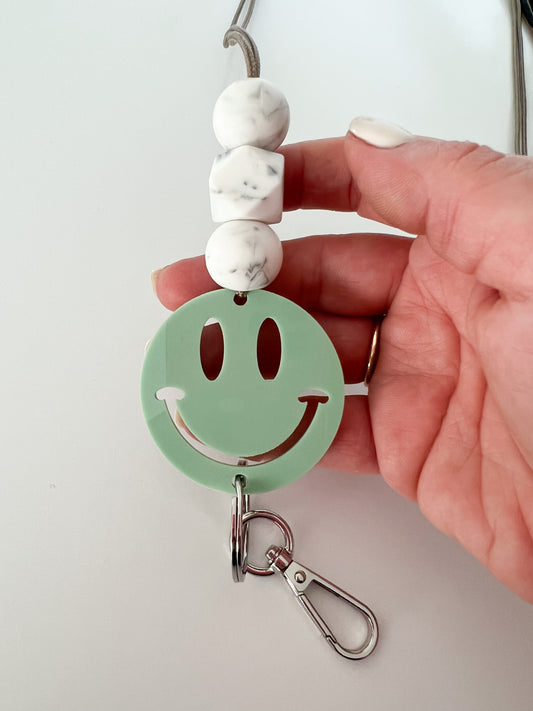 ship lanyard / *blemished* sage smiley