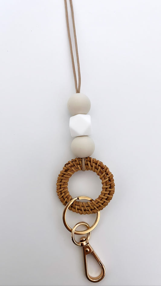 ready to ship // ivory + white rattan lanyard