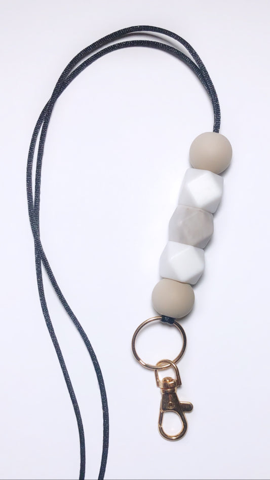 sandstone, white + caramel marble lanyard