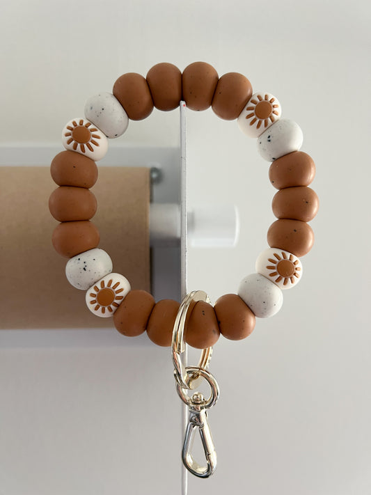 camel sunshine, speckled camel + speckled ivory bracelet keychain