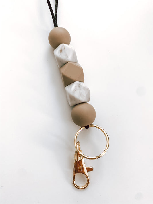 mocha + caramel marble lanyard