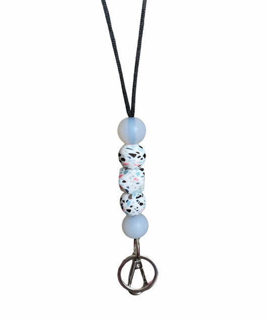 white terrazzo + clear ready to ship lanyard | basics collection