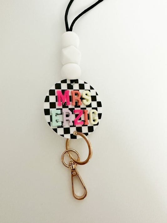 customized all acrylic checkered lanyard (multi color)