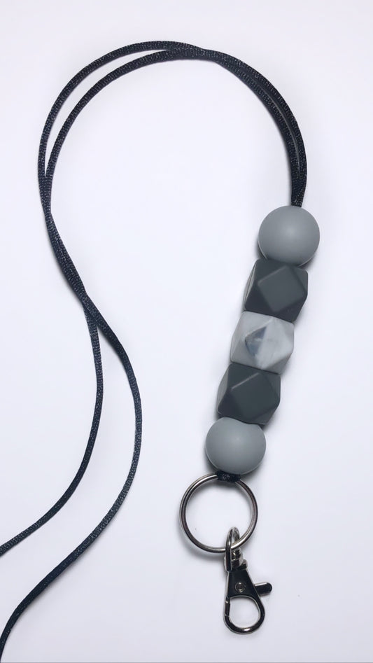 gray, charcoal + marble gray lanyard