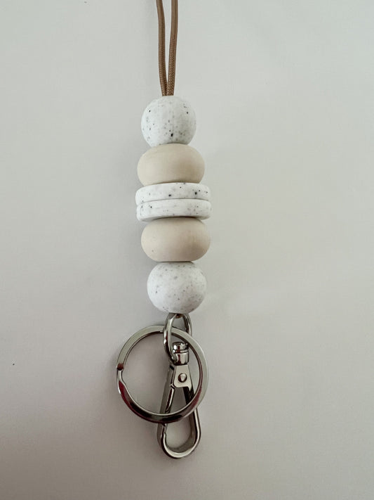 speckled white & ivory lanyard