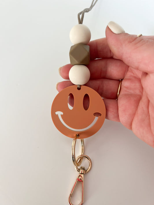 ready to ship lanyard / terracotta smiley