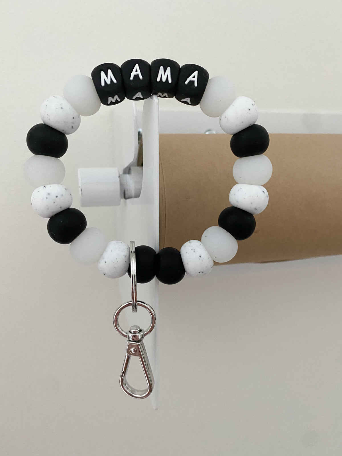 deep alpha beads MAMA (neutrals) // bracelet keychain
