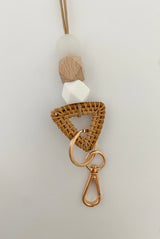 clear, wood + white // rattan teacher lanyard