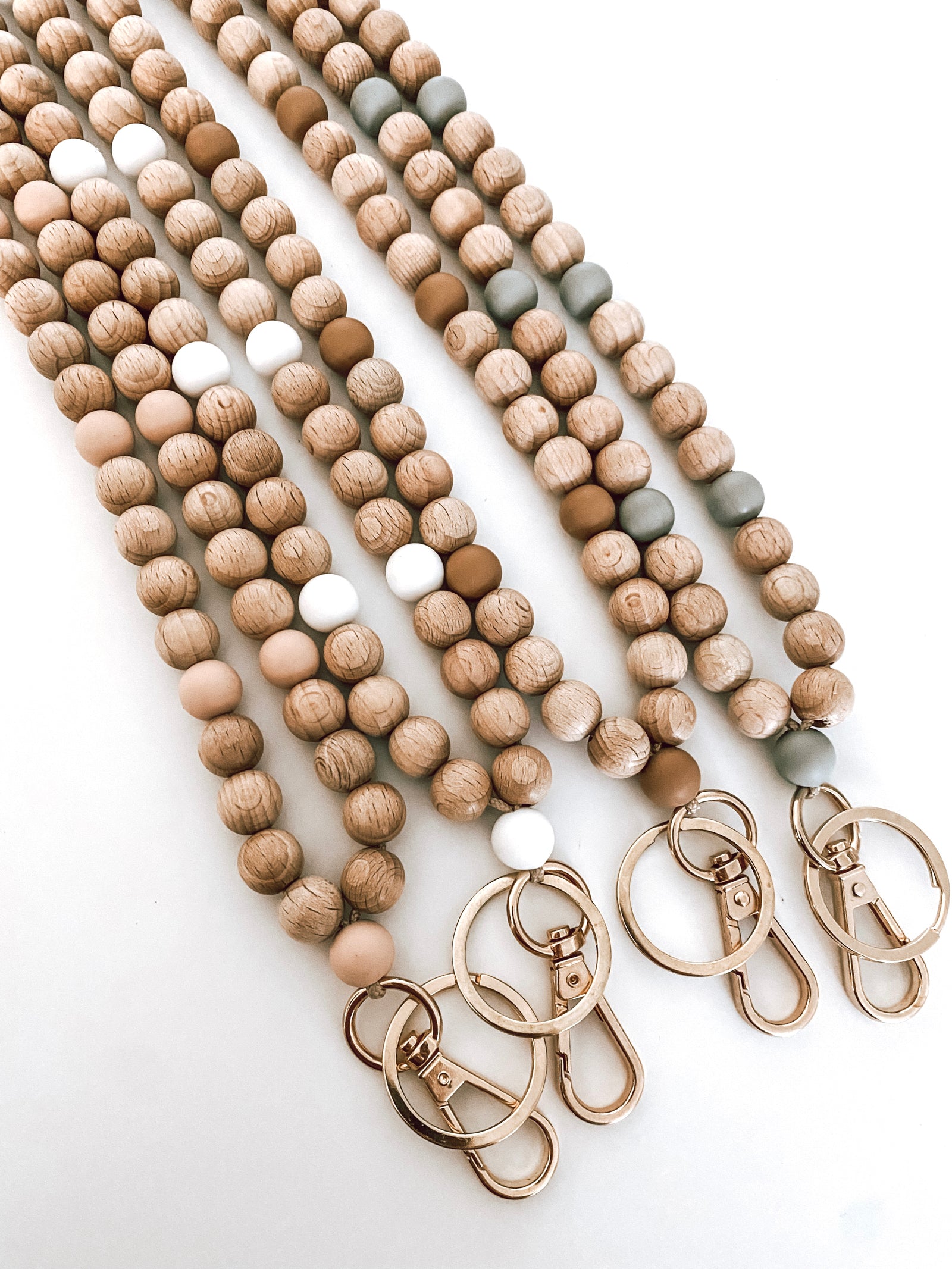 ready to ship // IVORY beaded lanyard (beech wood)